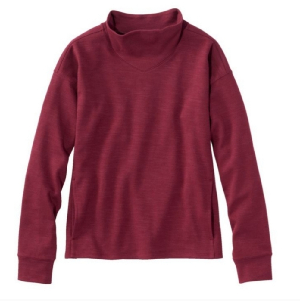 🆕 L.L Bean Women's Explorer Sweatshirt, Funnelneck, Red Wine, Medium, NWT